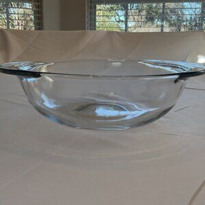 Vintage Anchor Hocking 2qt Clear Glass Casserole Dish • Round Ovenware  USA Made